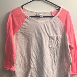 Pink and White Baseball Style top
